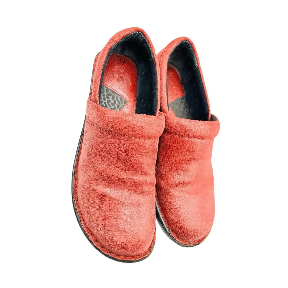 Born Concept BOC Peggy red linen look suede leather clogs slip on shoes sz 9.5